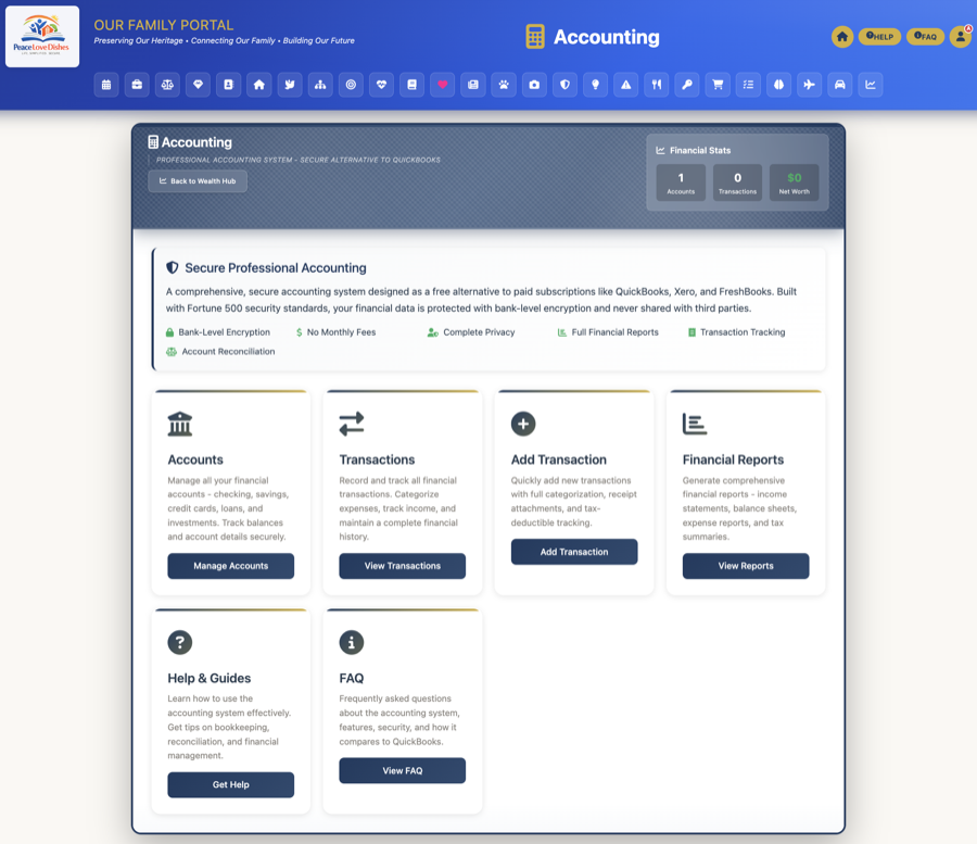 Accounting — PeaceLoveDishes portal screen