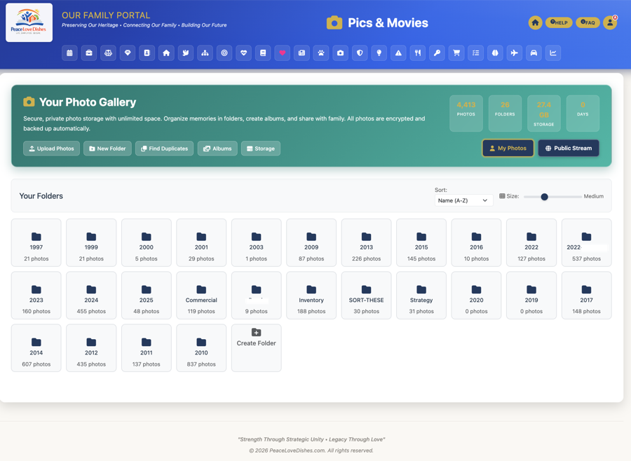 Photo Gallery — PeaceLoveDishes portal screen
